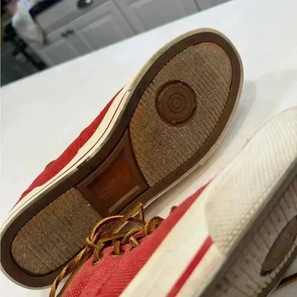Polo Ralph Lauren burlap and suede sneakers washed red men’s size 9 - Picture 10 of 11